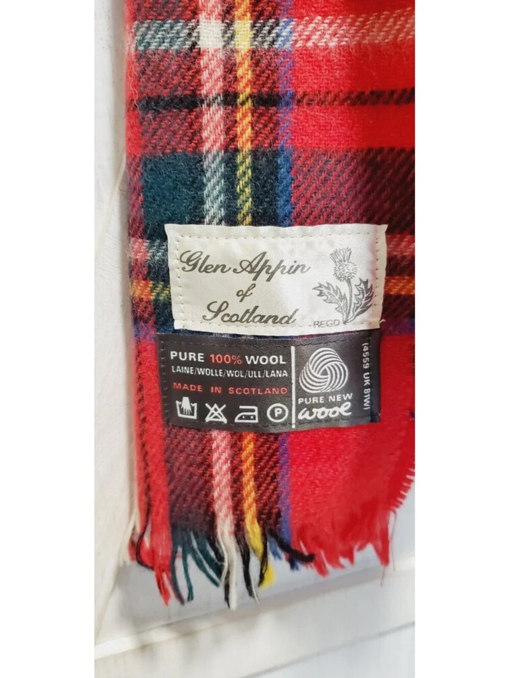 Glen Appin Of Scotland 100% Wool Scarf Tartan Scotch Plaid Fringe Wrap